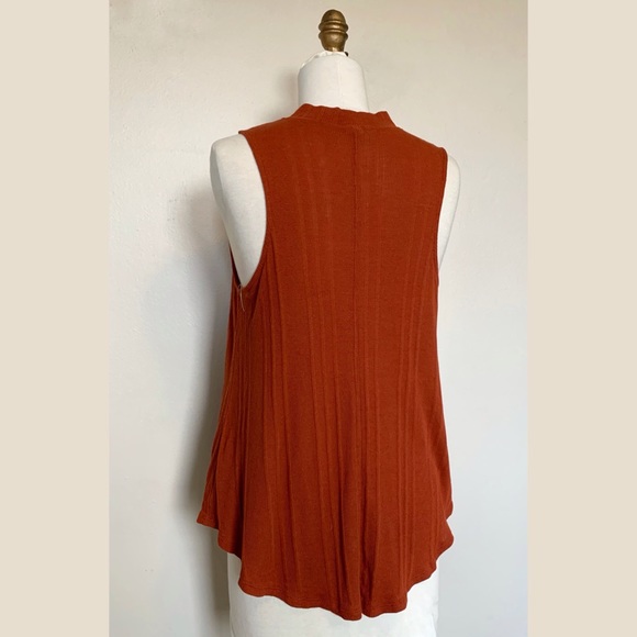 Free People Keyhole Burnt Orange Ribbed Swing Top - Picture 3 of 5